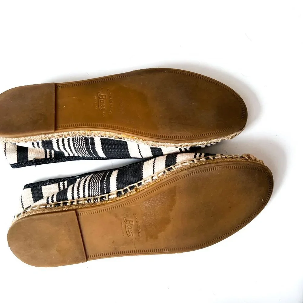 Bass Jenna espadrille Navy/Gray and Cream stripe size 9